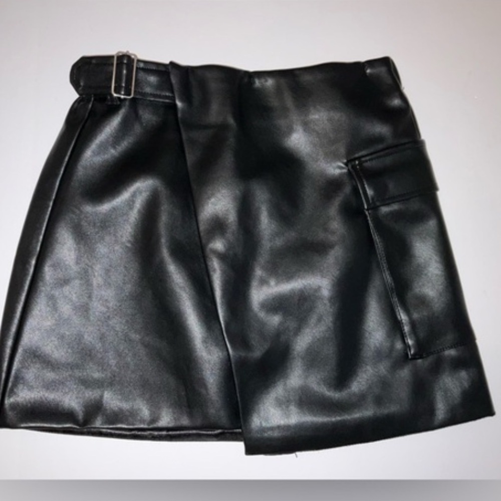 Habitual girls faux leather skirt - wrap style with buckle